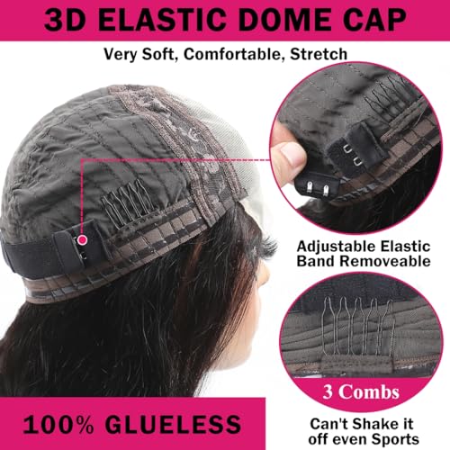 Odir Wear and Go Glueless Wigs Human Hair Pre Plucked Pre Cut 4x4 Lace Closure Wigs 22 Inch Human Hair 180% Density Brazilian Straight Hair HD Lace Front Wigs for Black Women Glueless Wigs
