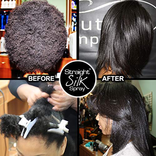 Straight Silk Spray with Moroccan Argan Oil | Hair Straightening Protector & Detangler | Alcohol-Free | Heat Protectant up to 450¡ÆF | Flat-Iron | Blow-Dry | Unscented | Hair Spray | MADE IN USA (64oz)