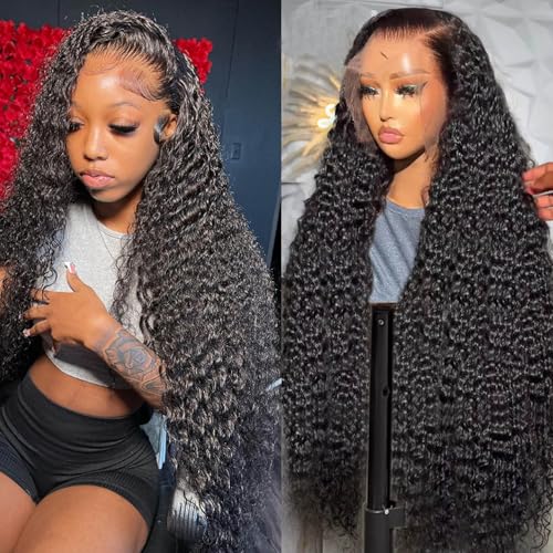 Lemoda 13x6 Lace Front Wigs Human Hair Water Wave Wig 12 Virgin Human Hair 180% Density Deep Wave Frontal Wig for black Women 28 inch