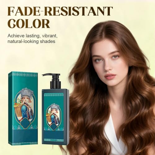 Plant Extract Hair Dye for Gray Hair, Gentle Plantessenge Formula Mild Ingredients, Natural Plant Hairs-Dyes 207ml, Suitable for Both Old and Young People, Precisely Covers Gray Hair (Natural Black)