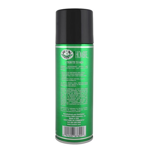 Hombre Green Deodorant Fresh Body Spray for Men 5.5Oz -156g (3 Pack)