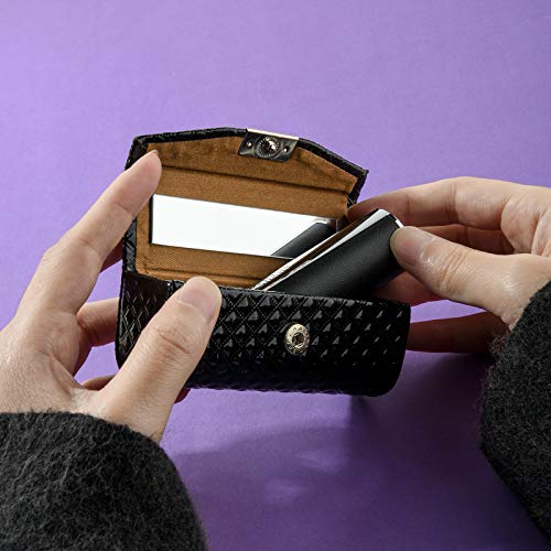 Beautyflier Women¡¯s PU Leather Lipstick Case Holder with Mirror Rectangle Makeup Travel Cases for Purse Lipstick Holder (Black)