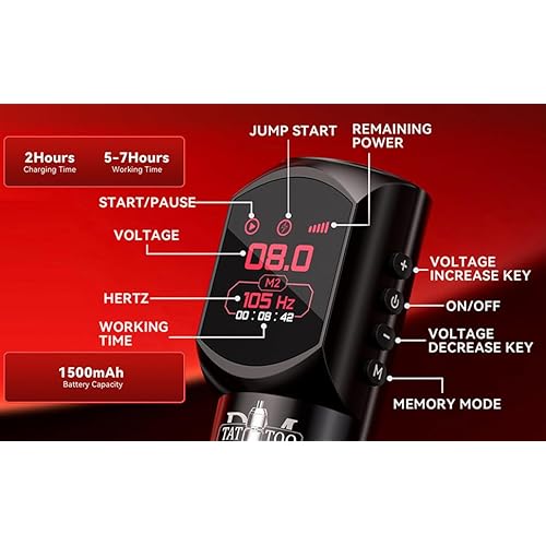 Tattoo Gun 4.0mm Stroke Length Wireless Tattoo Machine with Ultra OLED Display Screen Tattoo Pen with 1500mAh Battery Compact Lightweight Design for Tattoo Beginners and Artists