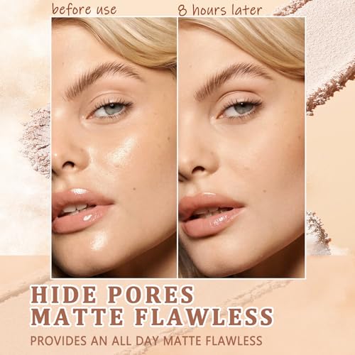 Oil Control Face Pressed Powder,Matte Smooth Flawless Setting Powder Makeup,Waterproof Long Lasting Finishing Powder,Cruelty Free Lightweight Face Cosmetics,0.35Oz (#2-NATURAL BEIGE)