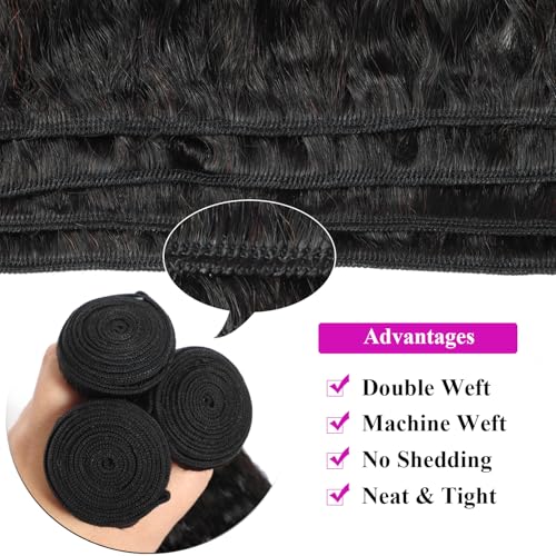 Kinky Straight Bundles Human Hair 18 20 22 24 Inch Yaki Straight Bundles Human Hair 4Pcs Sew in Kinkystraight Remy Hairs Extension 12A 100% Unprocessed Brazilian Virgin Hair Weave Natural Color