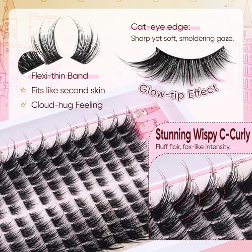 Lash Clusters Cat Eye Cluster Eyelash Extensions Wispy Fox Lashes Cluster Natural Spiky Fairy Individual Lashes Fox Eye Lash Clusters with Spikes Left & Right Eyelashes Clusters 10-20mm by zenotti