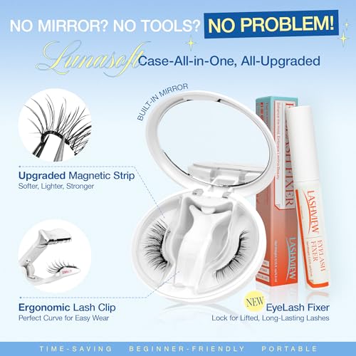 LASHVIEW Magnetic Eyelashes with Applicator Upgrade Soft Magnetic Eyelashes Natural Look Reusable No Glue or Eyeliner Needed Easy to Wear and Remove (RC01)