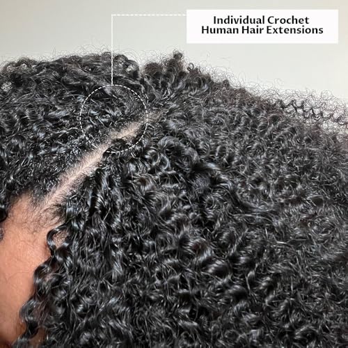 Afro Kinky Curly Feather Crochet Braid Human Hair Extensions Knotless Pre-Separated Crochet Hair Extensions Human Hair Natural Color 18inch 120g