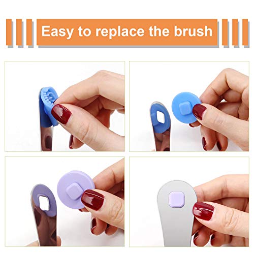 MOOSEC Tongue Scraper for Adults&Kids, Durable Food Grade 2 in 1 Silicone Tongue Brush and 100% Stainless Steel Tongue Scrapers, Reduce Bad Breath