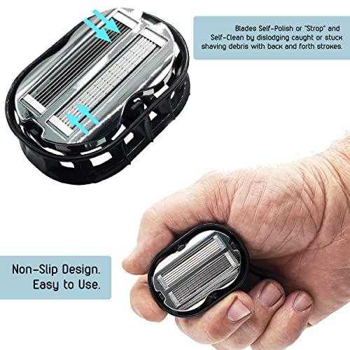 Premium Omnishaver Kit - The Fastest Way to Shave Head, Legs, Arms, Body | An Alternative to Disposable Shaving Razors Self Cleans & Strops During Use with Shave Butter & Replacement Cartridge - White