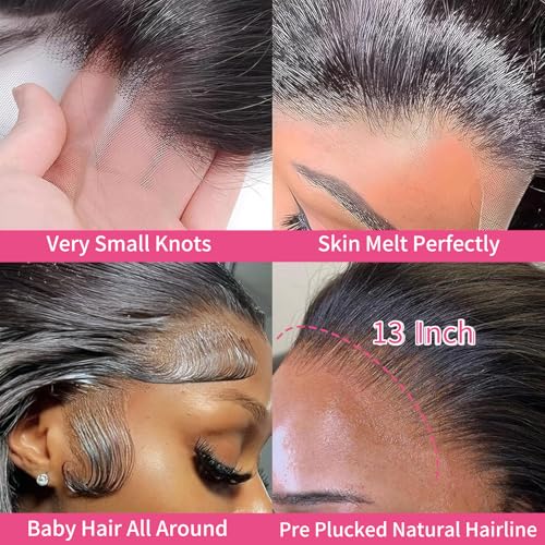 Body Wave 13x6 Lace Front Wigs Human Hair 200% Density HD Lace Frontal Wigs Human Hair Glueless Wigs Human Hair Pre Plucked with Baby Hair 26 Inch