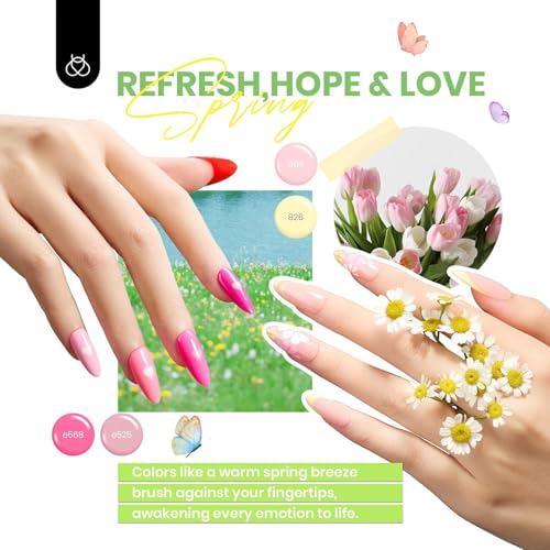 beetles Gel Polish Vivid Seasons, Fall Gel Nail Polish Set, 36 Colors Yellow Burgundy Purple Pink Jelly Shades, 45pcs with Base & Top Coat, UV LED Soak Off DIY Salon Set, Gift for Women & Girls