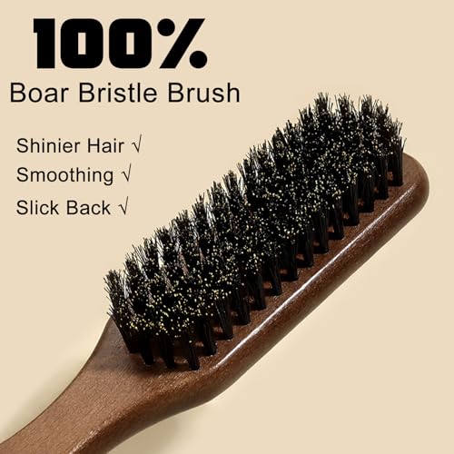 Slick Back Hair Styling Set ? Hair Wax Stick & Boar Bristle Hair Brush for Sleek Styles ? Control Flyaways, Baby Hairs & Frizz ? Wax Stick for Women Sectioning & Parting