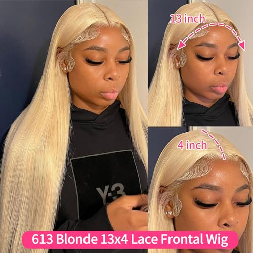 LICHANG 30Inch 613 Lace Front Wig Human Hair 13X4 Blonde Straight HD Transparent Lace Frontal Wigs Human Hair Pre Plucked 200% Density Blonde Glueless Wigs Human Hair