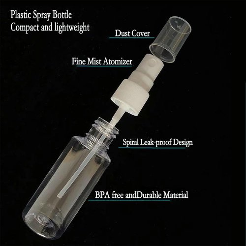 Xolaawa Small Spray Bottle, Clear Empty Mini Travel Plastic Bottle. Premium spray bottles for perfumes and cosmetics. 2 * 1oz, 2 * 1.7oz. (4 Pack)