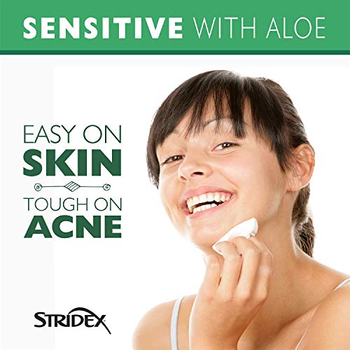 Stridex Sensitive Medicated Acne Pads, 90 Count, Pack of 3 - Alcohol-Free Face Pads, Facial Cleansing Wipes, Mild to Moderate Acne Treatment, Smooth Application