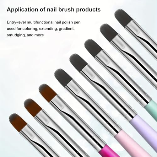 Nail Art Brushes Set,8PCS Uv Gel Nail Brush Poly Extension Gel Brush for Nail Art Nail Design Brush Gel Nail Brush for Nail Extension Nail Powder Nail Art Tips Builder Brush Nail Painting Set