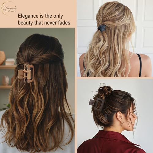 12 Pack- Hair Clips for Women Thin/Medium or Short Hair- Double Row, Rectangle & Flower Small Claw Clips for Girls Thin Hair in Matte Neutral Colors- (Size 2¡± 1.6¡± & 1.5¡±)