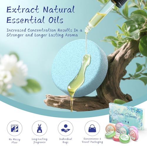Shower Steamers Aromatherapy 8 Pack - Gifts for Women, Shower Bombs with Essential Oils, Self Care and Stress Relief Stocking Stuffers, Relaxation Birthday Gifts for Women and Men