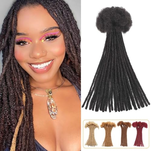 Loc Extensions Human Hair Dreadlock Extensions Human Hair Loc Extensions Dreads Extensions for Men Women Kids 0.4 cm 12 Inch 60 Strands Real Human Hair Locs 1B Natural Black Handmade Permanent Locs