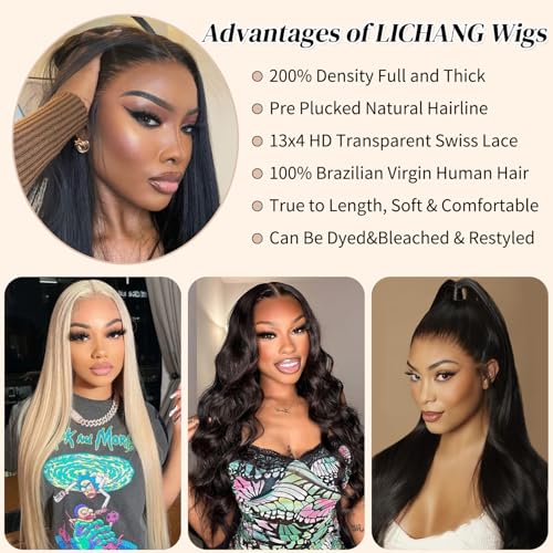 LICHANG Straight Lace Front Wigs Human Hair 13x4 Lace Frontal Wigs Human Hair 24 Inch