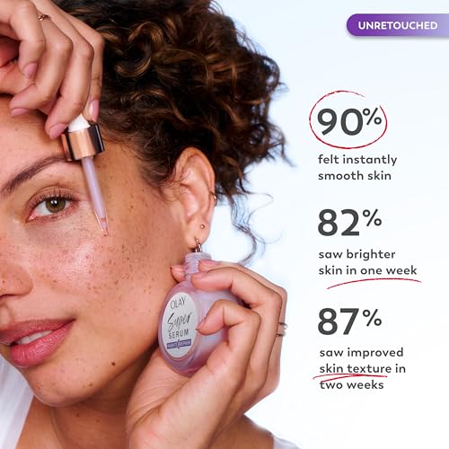 Olay Super Serum Night Repair, Fragrance-Free - Niacinamide, Peptide, Salicylic & Lactic Acid, Glycerin ?- 5-in-1 Skin Care Benefits - Hydrating, Evens Tone, Reduces Dark Spots, Anti-Aging, 1.7 Oz
