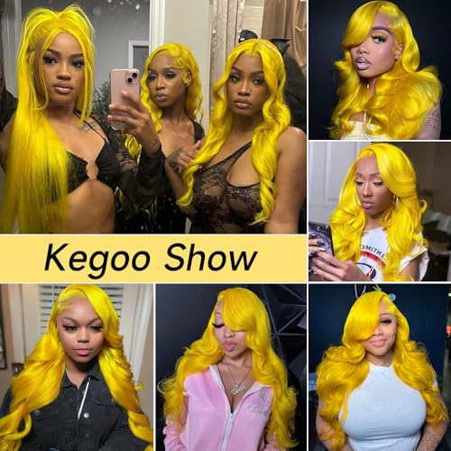 Yellow Lace Front Wig Human Hair Pre Plucked 200% Density Body Wave Blonde Lace Front Wigs Human Hair 13x4 HD Lace Frontal Wig Yellow Colored Wigs Human Hair Glueless Wig 30 Inch