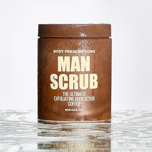 Body Prescriptions Men¡¯s Exfoliating Body Scrub ? Ultimate Skin Cleansing Wash in Jar with Twist-Top Lid, For All Skin Types, 21 Ounce (Pack of 2), Coffee