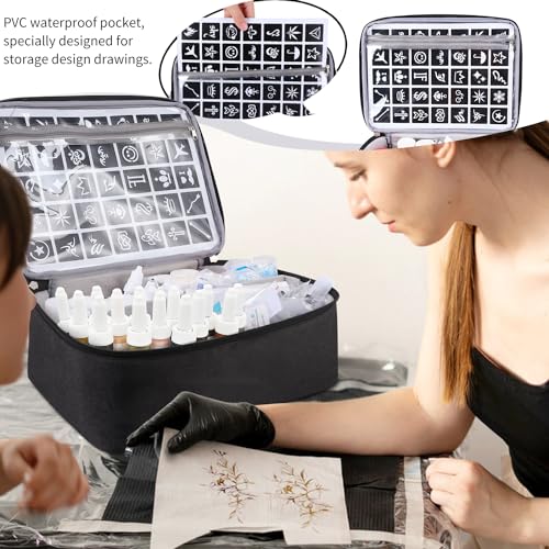 Tattoo Carrying Case Tattoo Supplies Organizer Tattoo Kit Box Case Tattoo Equipment Storage Bag Tattoo Travel Tattoo Storage Organizer for Tattoo Stencil Printer, Tattoo Ink, Tattoo Equipment