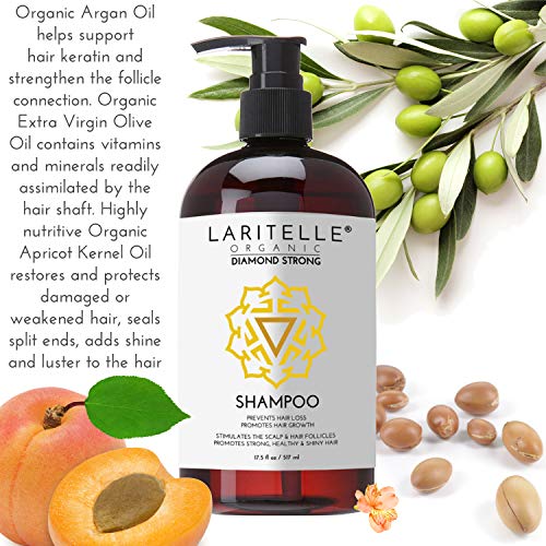 Laritelle Diamond Strong Organic Shampoo ? Hair Growth & Strengthening ? Sulfate-Free, Cedarwood & Botanicals ? Prevents Thinning & Breakage ? Made in USA ? 17.5 oz