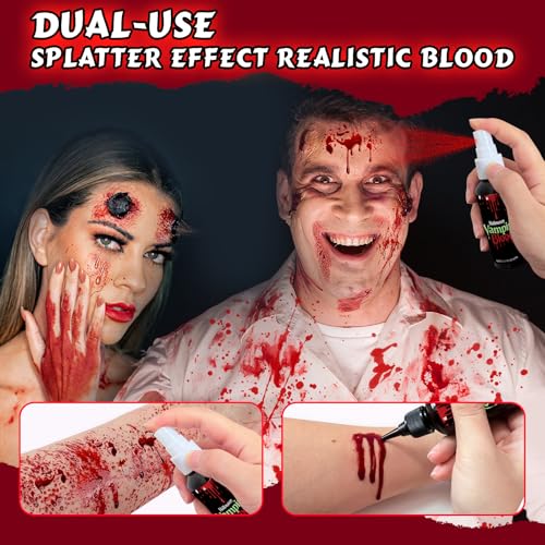Fake Blood spray,2.01FL.OZ Vampire Blood Makeup,Halloween Fake Blood Spray Eye Blood Drops Body Paint£¬Blood Splatter for Clothes,Halloween Zombie Monster Vampire Blood Costume Cosplay Makeup,1PC