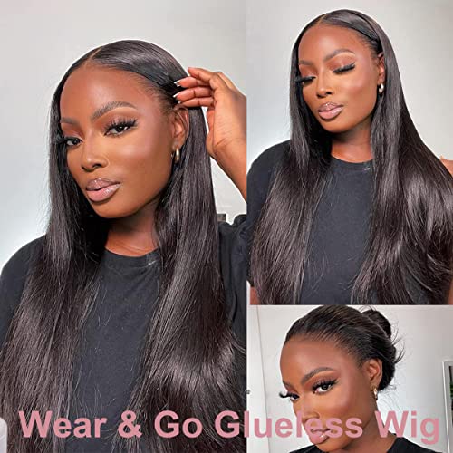 ISEE HAIR HD Lace Front Wig Wear & Go Glueless Lace Wig Brazilian Straight Lace Wigs For Women No Glue 5x7 Lace Pre Cut Wig Human Hair Wigs Transparent Lace Closure Wigs 180% Density 18 Inch