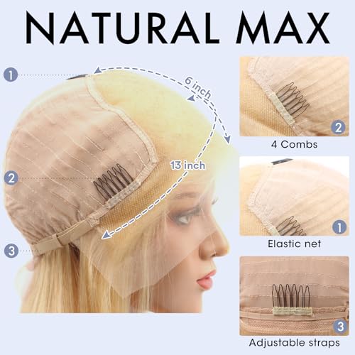 ELISHEVA 613 13x6 Lace Front Wig Human Hair 28 Inch Blonde Wig Human Hair 613 Deep Wave HD Blonde Lace Front Wigs 200% Density Free Part 613 Wig Deep Wave Pre Plucked with Baby Hair
