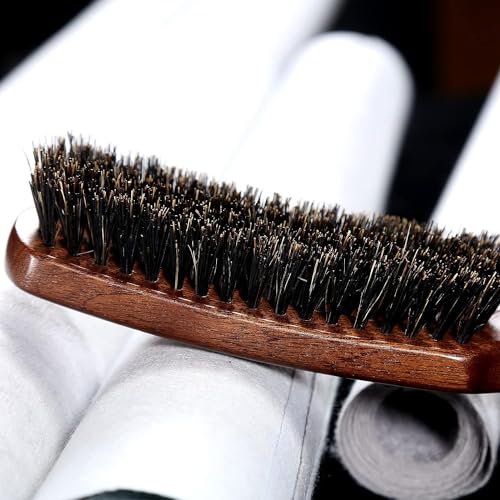 Hair brush for Men, Boar Bristles Slick Back Hair Brush for Fine Thin Medium Hair, Nature Boar Hairbrush for Beard Styling