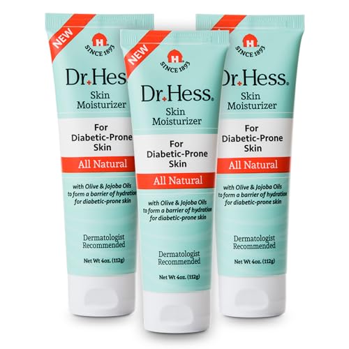 Dr. Hess Skin Moisturizer For Diabetic Prone Skin, Diabetic Skin Relief Moisturizing Body Lotion with Lanolin, Beeswax, Jojoba Oil & Olive Oil, Skin Moisturizer for Dry, 4oz - 3 Pack