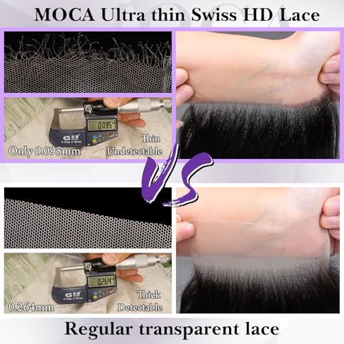 2x6 HD Lace Closure Body Wave 16 Inch, SKINLIKE 0.095mm Ultra-thin Invisible Real Swiss Lace Closure Only,RAW Virgin Human Hair Single Knot Pre-Plucked with Baby Hair