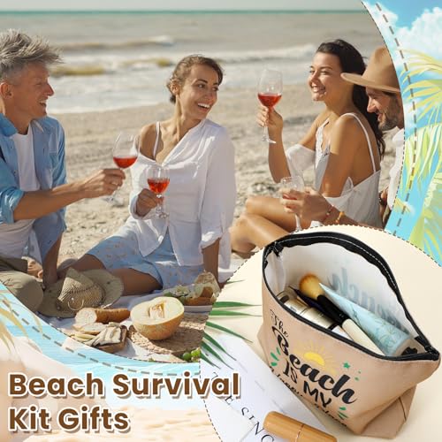 20 Pcs Bulk Beach Makeup Bags - Summer Beach Accessories Toiletry Cosmetic Pouch Zipper Bags, Cruise Travel Essentials Survival Kit Gifts Party Favors for Women Teens Clients Friends