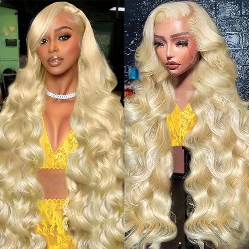 32 Inch 613 13x6 Lace Front Wig Human Hair 200 Density Blonde 13x6 HD Lace Front Wigs Human Hair Pre Plucked 613 Body Wave Blonde Wig Human Hair Lace Frontal Wigs