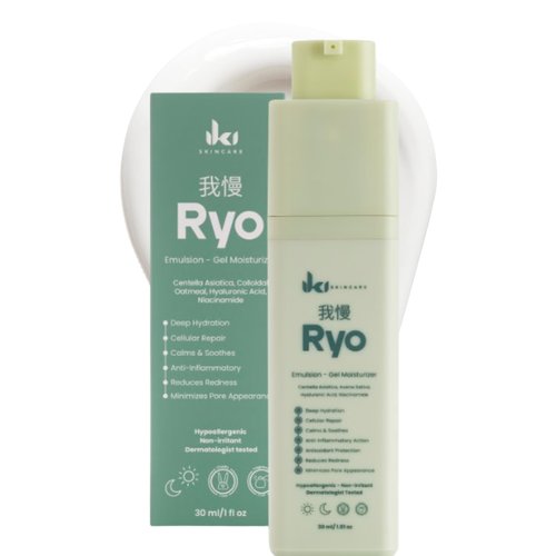 IKI Skincare - RYO Emulsion Gel Moisturizer - Lightweight Face Lotion with Hyaluronic Acid, Niacinamide & Centella Asiatica - Hydrates, Soothes & Strengthens Barrier - For Sensitive & Acne-Prone Skin