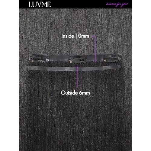 LUVME Yaki Straight Seamless 2 Pack 220g 14Pcs Clip in Hair Extensions Full Max with 16inch Natural Black 100% Real Soft Human Remy Human Hair Extensions