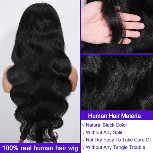 Body Wave Lace Front Wigs Human Hair 200 Density 13x6 HD Lace Frontal Wigs Human Hair Pre Plucked Natural Color 22 Inch