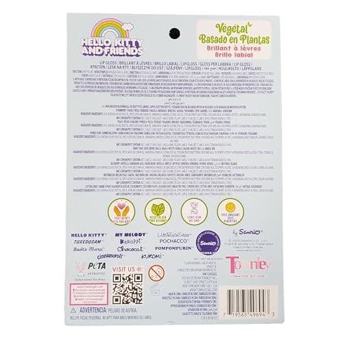 SANRIO Hello Kitty Lip Gloss Hello Kitty & Friends Lip Gloss, Plant Based Multi-Flavored, 7 Lip Glosses