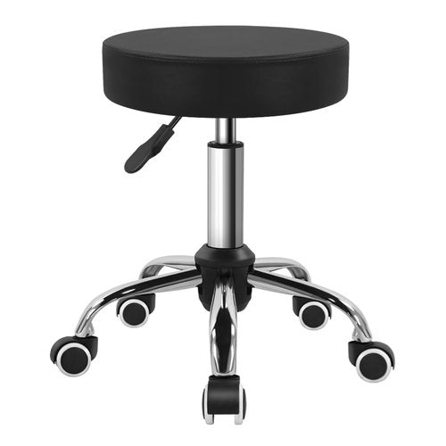 BFTOU PU Leather Swivel Stool with Wheel for Salon Work Home SPA Shop Height-Adjustable and Cost-Effective Rolling Stool Chair Small (Black)