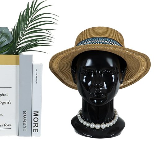 MIAOMANZI PVC Mannequin Head White Female Manikin Dummy Stand Model Display Hat Scarf Wigs Hair Glasses Hat Beauty Styling Tool (black)