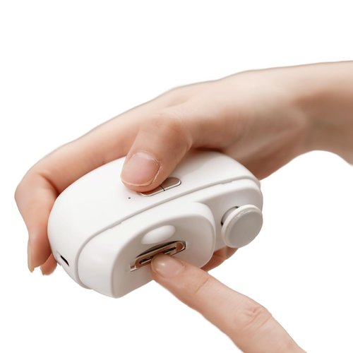 Electric Automatic Nail Clipper with Light, LISSAHNE 2 in 1 Fingernail Cutter and Polisher USB Rechargeable, Safety Fingernail Trimmer for Baby Seniors and Adult Gift Choice White (White)
