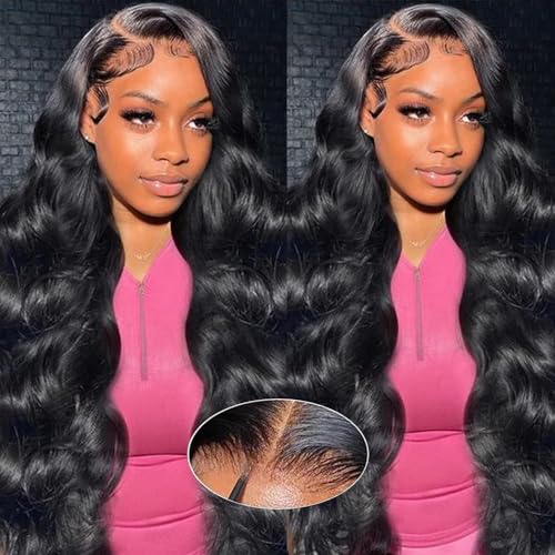 5x8 Pre Plucked Human Hair Wig - Body Wave HD Lace Closure, 180% Density, Glueless Wear and Go, Pre Cut (24 Inch)