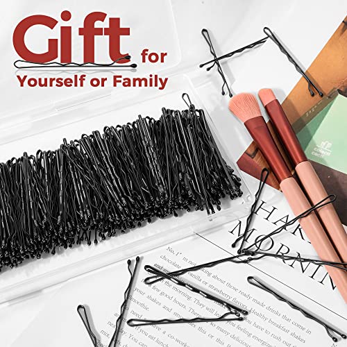300 Pcs Bobby Pins Black, Hair Pins for Women Girls and Kids, Invisible Wave Hair clips Bulk with Storage box, Pain-Free Hairpins£¨2 Inch Black£©