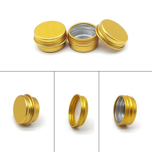 Wopanxye 30 pack 5ml Lip Balm Tin Cans, 5g Mini Aluminum Makeup Sample Containers with Screw Lid, Empty Metal Tins Pot Storage Travel Jars for Cosmetic Cream Candle Tea, 5 Gram Small Tins, Gold Color