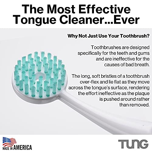 TUNG Tongue Cleaning Kit, TUNG Brush and Natural Mint Blast Gel, Bad Breath Odor Eliminator, Halitosis Defense, USA Made (Set of 1)