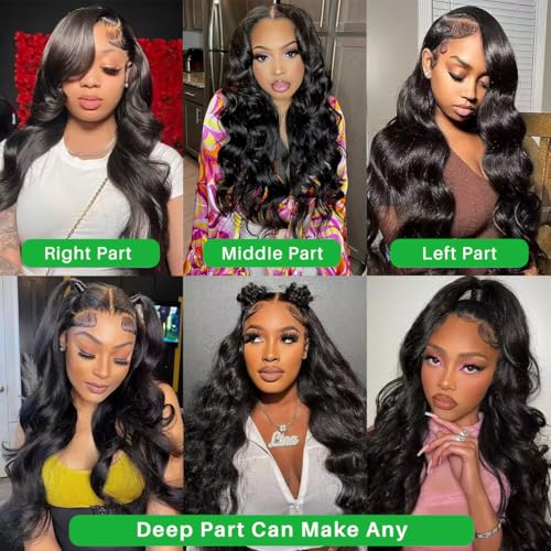 13x6 Lace Front Wigs Human Hair 26 Inch Body Wave 180% Density Pre Plucked 13x6 HD Lace Frontal Wigs Human Hair Body Wave Glueless Lace Front Wigs for Women Natural Color